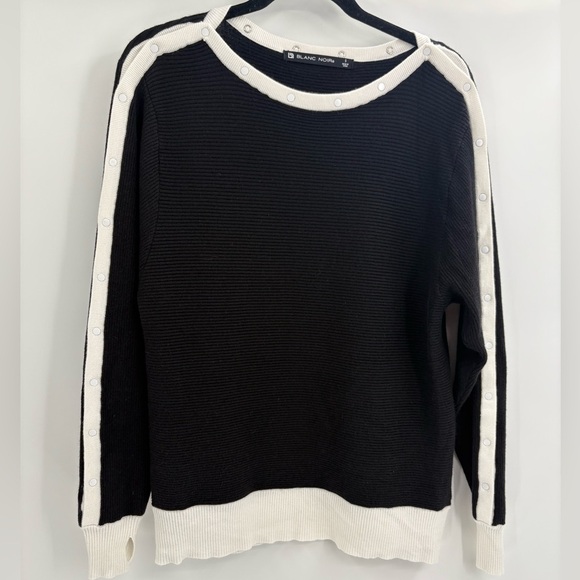 Blanc Noir Snap Button Intercept Cashmere Blend Pullover Sweater Size Small - Picture 1 of 15